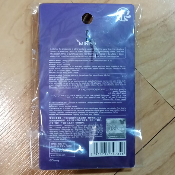 $5 Disney Villains Miniso Handheld Mirror Keychain 101 Dalmatians Cruella - Picture 7 of 9